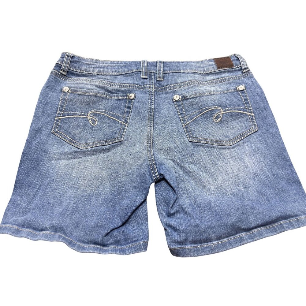 Justice Girls Denim Shorts Size 16.5 Blue Distressed Style - Picture 2 of 10